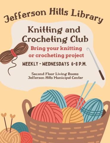 Knitting and Crocheting Group each Wednesday