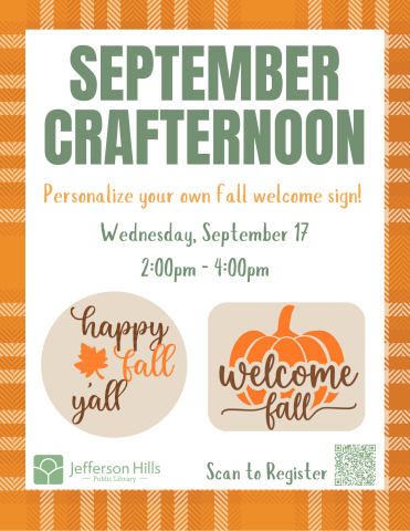 The September Crafternoon is a fall welcome sign.