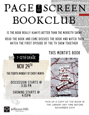 Page to Screen Book Club flyer