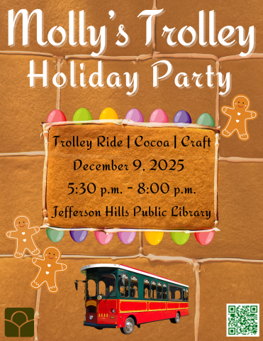 Gingerbread background with event information in white and black text.