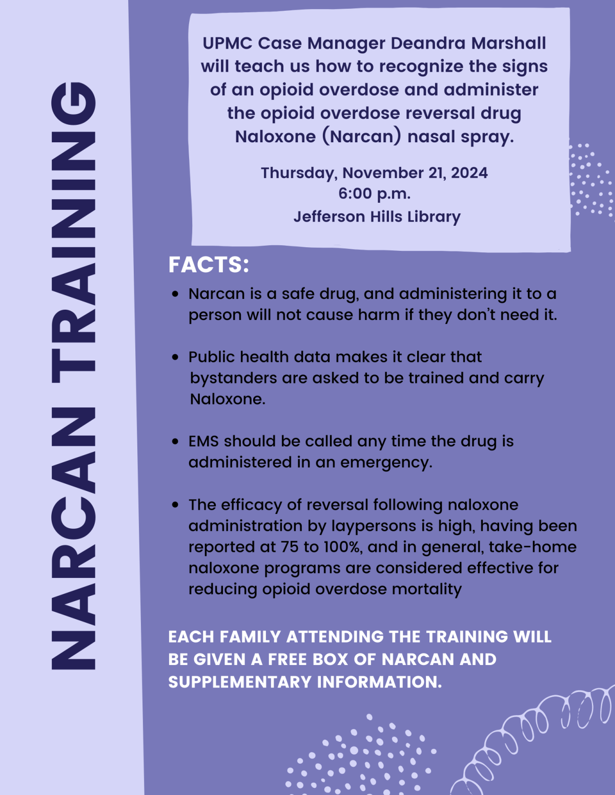 Narcan Training Program Nov. 21, 2024