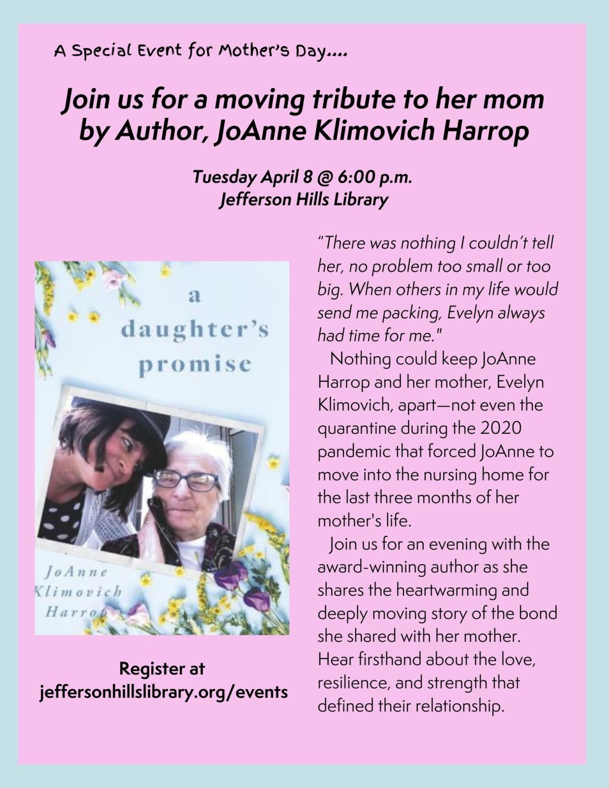 Book tribute to her mother by JoAnne Harrop